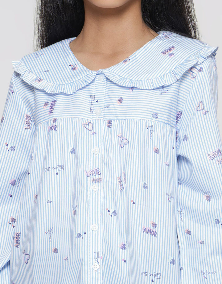 Nevada Stripes With Big Round Collar Blouse Anak Perempuan
