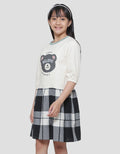 Nevada Bear Combination Checked Woven Midi Dress 3/4 Girls