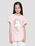 Nevada Unicorn Print Kaos Lengan Pendek Anak Perempuan