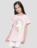 Nevada Unicorn Print Kaos Lengan Pendek Anak Perempuan