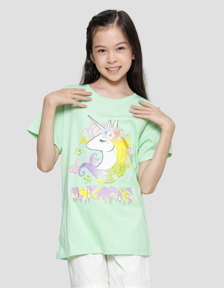 Nevada Print Unicorn Kaos Lengan Pendek Anak Perempuan