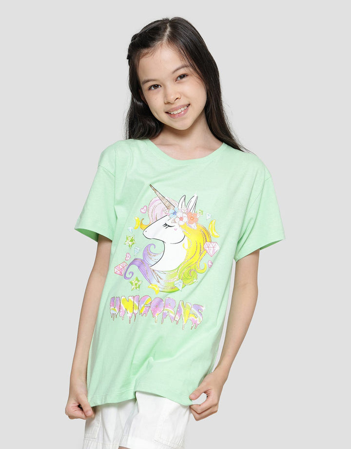 Nevada Print Unicorn Kaos Lengan Pendek Anak Perempuan