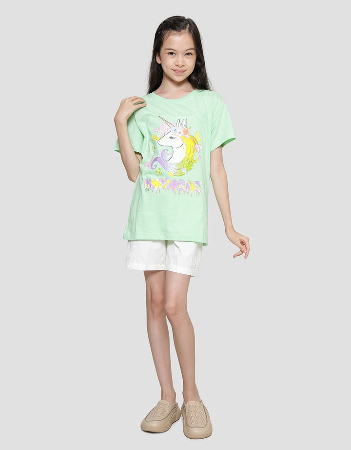 Nevada Print Unicorn Kaos Lengan Pendek Anak Perempuan