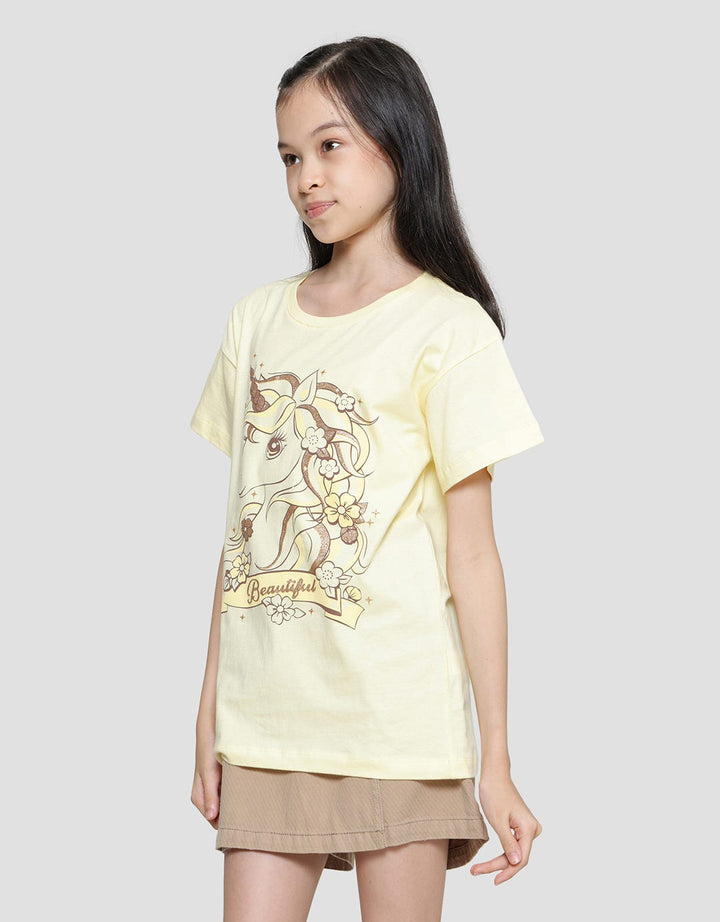 Nevada Print Unicorn Kaos Lengan Pendek Anak Perempuan
