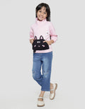 Little M Sweatshirt Kerah Resleting Kantong Aplikasi