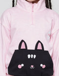 Little M Sweatshirt Kerah Resleting Kantong Aplikasi