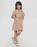 Little M Safari Belt Midi Dress for Girls