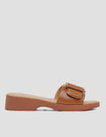 St. Yves Buckle Stitch Sandal Wedges Wanita