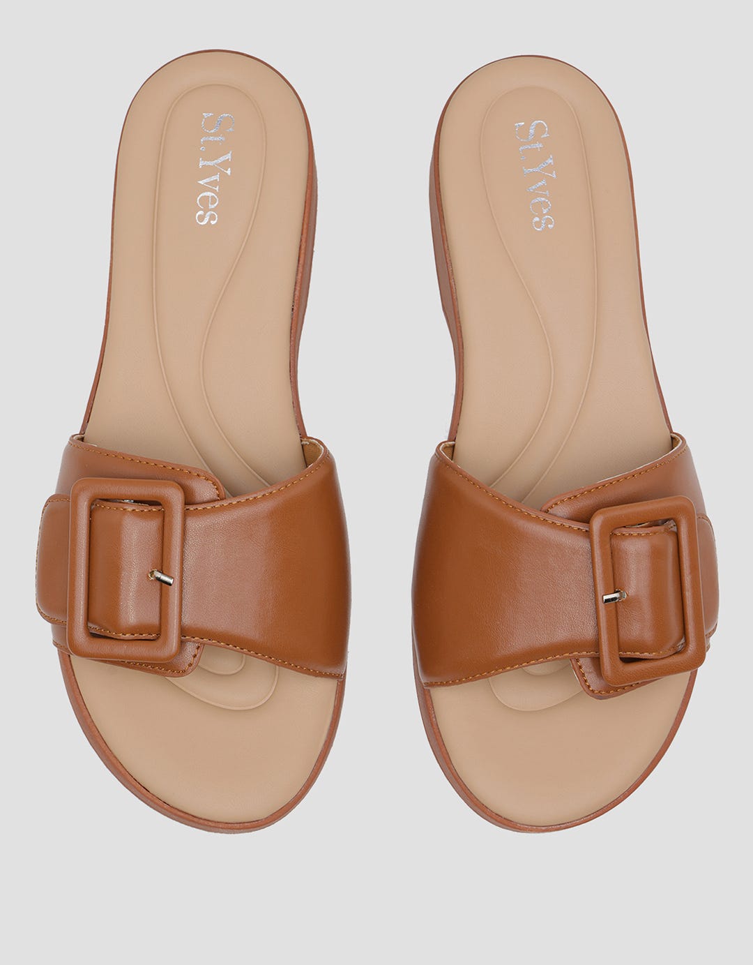 St. Yves Buckle Stitch Sandal Wedges Wanita