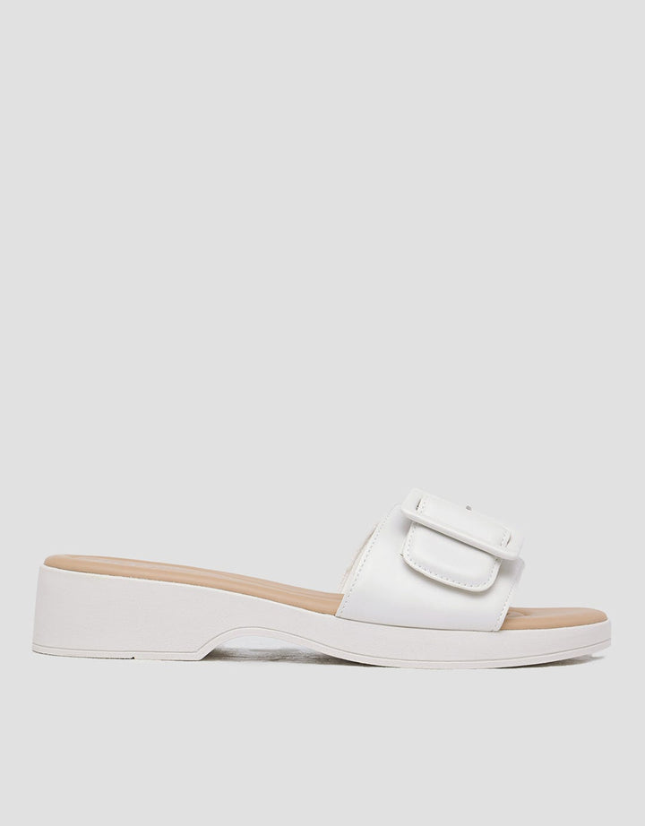 St. Yves Buckle Stitch Sandal Wedges Wanita