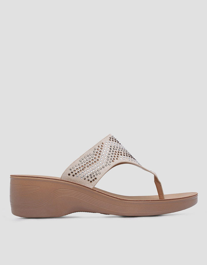 St. Yves Pearl Flip Flop Sandal Wedges Wanita