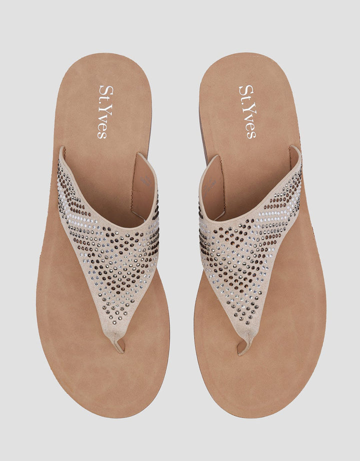St. Yves Pearl Flip Flop Sandal Wedges Wanita