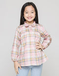 Little M Long Sleeve Shirt Blouse Checkered Collar