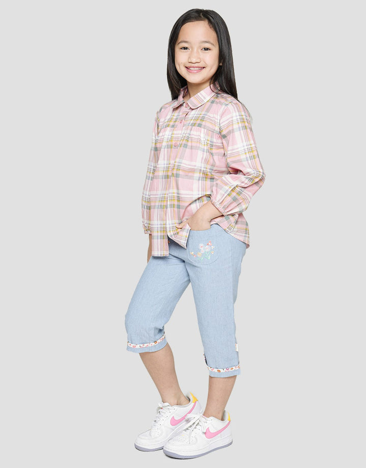 Little M Long Sleeve Shirt Blouse Checkered Collar