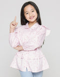 Little M Long Sleeve Shirt Blouse Kerah Ruffle Bawah