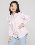 Little M Long Sleeve Shirt Blouse Kerah Ruffle Bawah