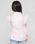 Little M Long Sleeve Shirt Blouse Kerah Ruffle Bawah