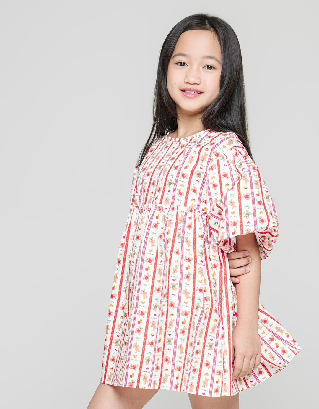 Little M Short Sleeve Midi Dress Salur Bear Xmas