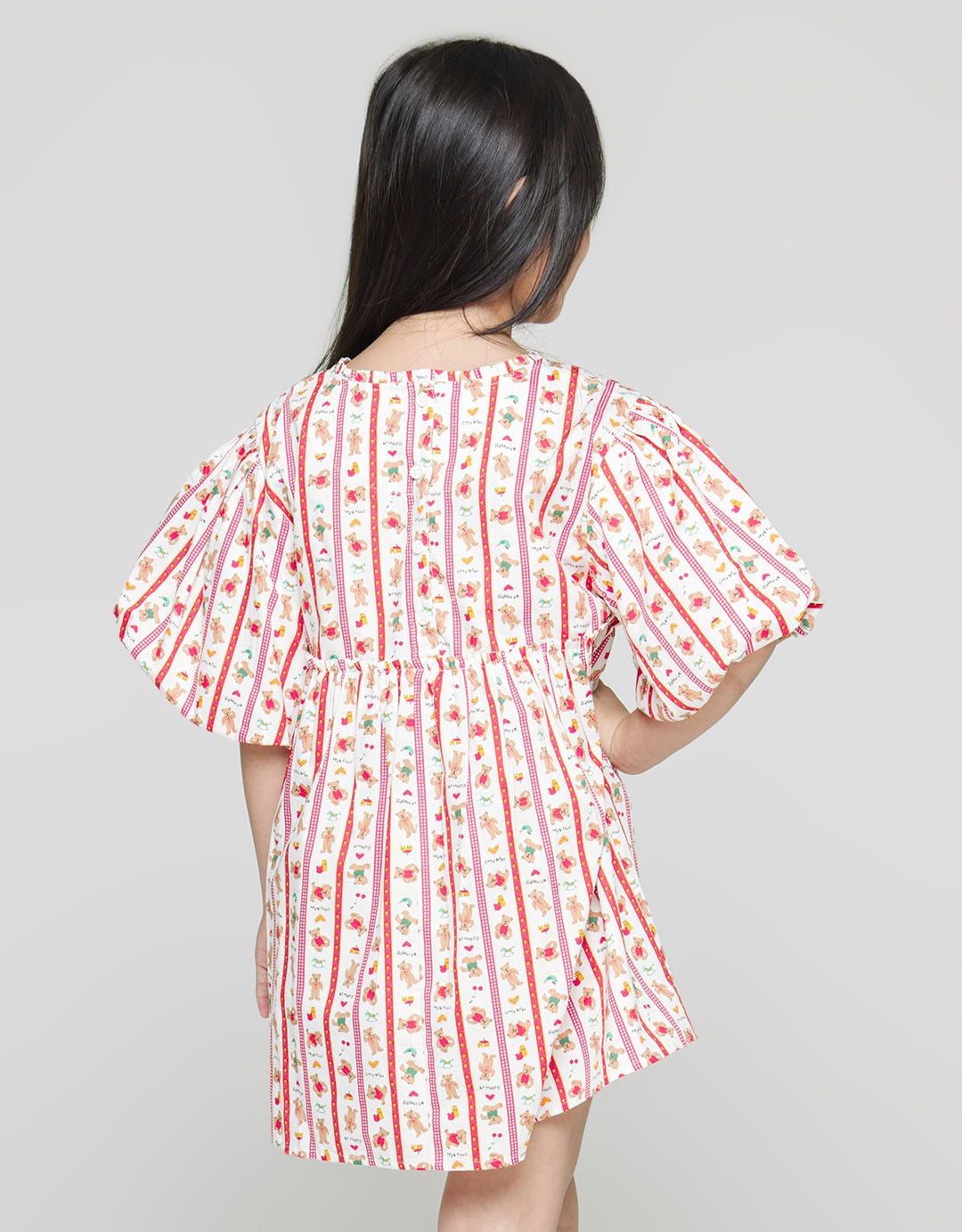 Little M Short Sleeve Midi Dress Salur Bear Xmas