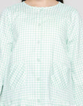 Aero Long Sleeve Shirt Kotak-Kotak Bawah Ruffle