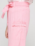 Aero Jogger Culottes Elastic Waist Ribbon Button Pocket