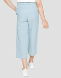 Aero Long Pants Plain Rubber Culottes Made of Ripple Ribbon Top