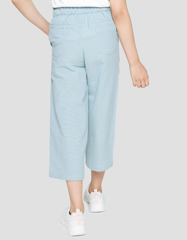 Aero Long Pants Plain Rubber Culottes Made of Ripple Ribbon Top
