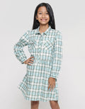 Aero Motif Kotak-Kotak Midi Dress Anak Perempuan
