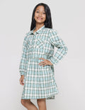 Aero Motif Kotak-Kotak Midi Dress Anak Perempuan