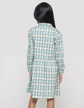 Aero Motif Kotak-Kotak Midi Dress Anak Perempuan
