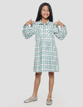 Aero Motif Kotak-Kotak Midi Dress Anak Perempuan
