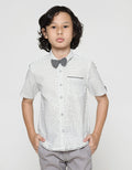 Little M Short Sleeve Print Checked Jute Shirt