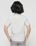 Little M Short Sleeve Print Checked Jute Shirt