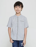 Little M Solid Texture Kemeja Koko Casual Anak Laki-Laki