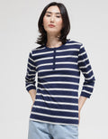 St. Yves 3/4 Sleeve Henley Stripe T-Shirt