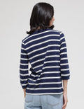 St. Yves 3/4 Sleeve Henley Stripe T-Shirt