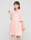 Sweet Miss Long Sleeve Midi Dress Print Bunga Kerah
