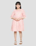 Sweet Miss Long Sleeve Midi Dress Print Bunga Kerah