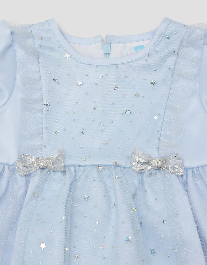 Pipiniko Short Sleeve Midi Dress Blue Sequin