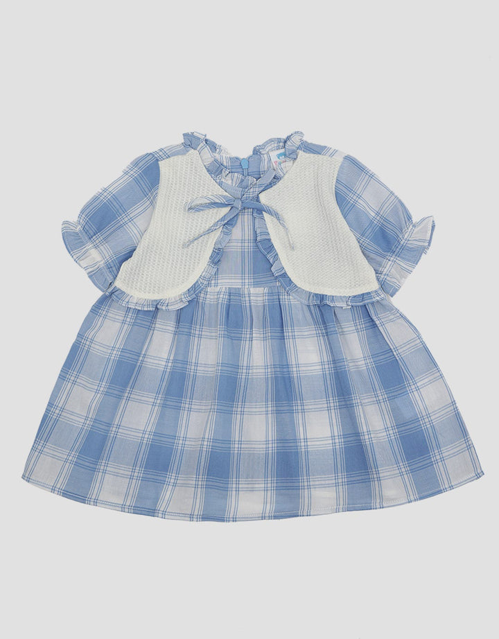Pipiniko Short Sleeve Midi Dress Yarndye With Knit Vest