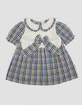 Pipiniko Short Sleeve Midi Dress Combi Knit Colar Ruflle