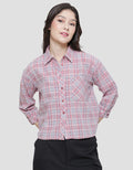 Triset Casual Check Print Blouse Wanita