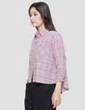 Triset Casual Check Print Blouse Wanita