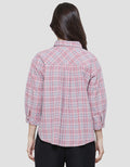 Triset Casual Check Print Blouse Wanita