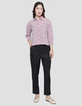 Triset Casual Check Print Blouse Wanita