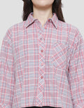 Triset Casual Check Print Blouse Wanita
