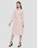 Triset Ladies Plaid With Belt Dress Wanita