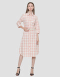 Triset Ladies Plaid With Belt Dress Wanita