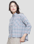 Triset Casual Check Print Blouse Wanita