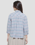 Triset Casual Check Print Blouse Wanita